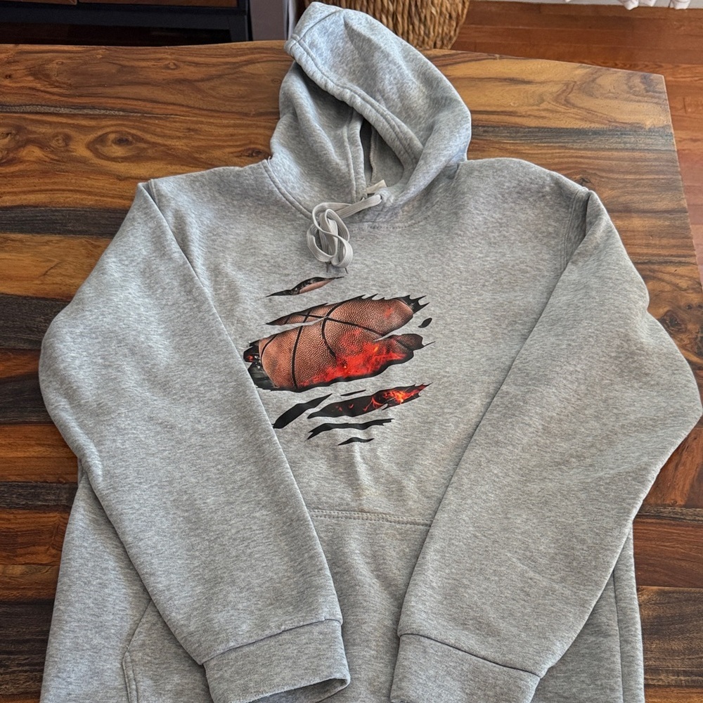 Gray Basketball Graphic Hoodie​